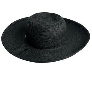 Eric Javits Elegant Black Packable Wide Brim Sun Hat One Size